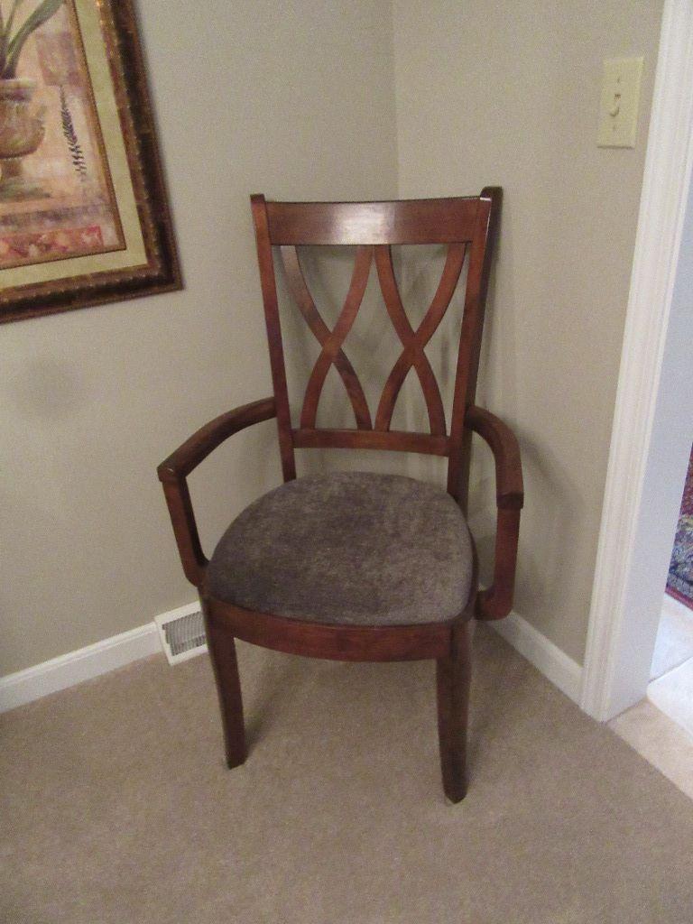 INLAID TABLE WITH ONE LEAF AND MATCHING SET OF 4 CHAIRS AND 2 HOST CHAIRS.