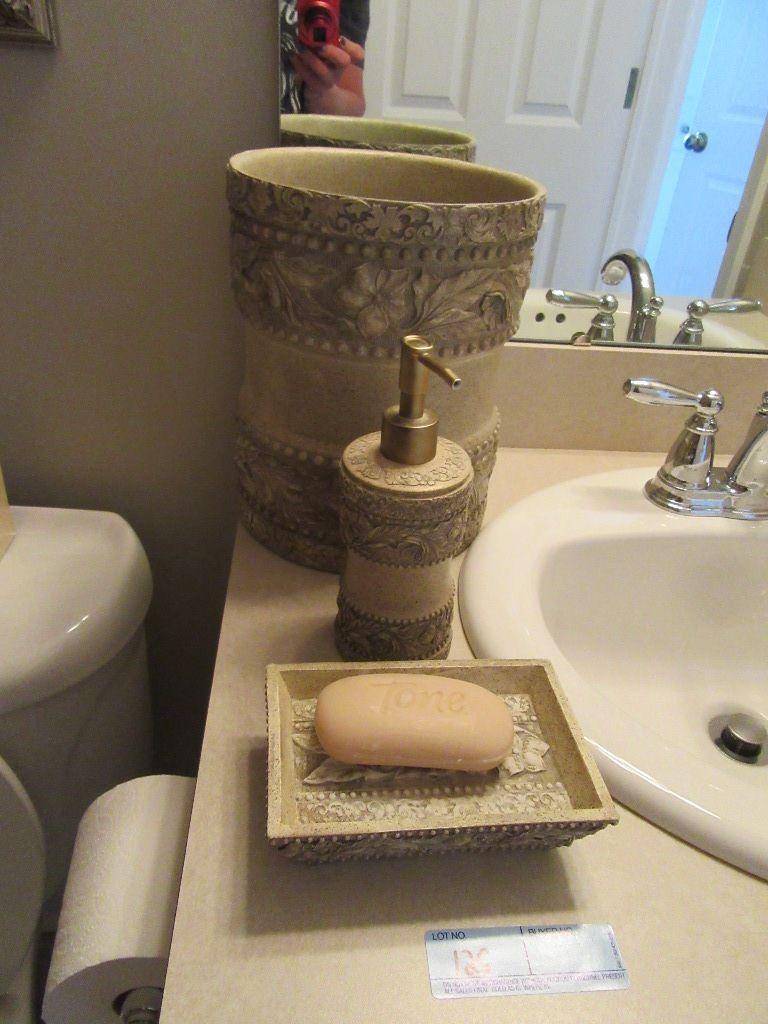 SOAP DISH, LOTION/SOAP DISPENSER, WASTEBASKET