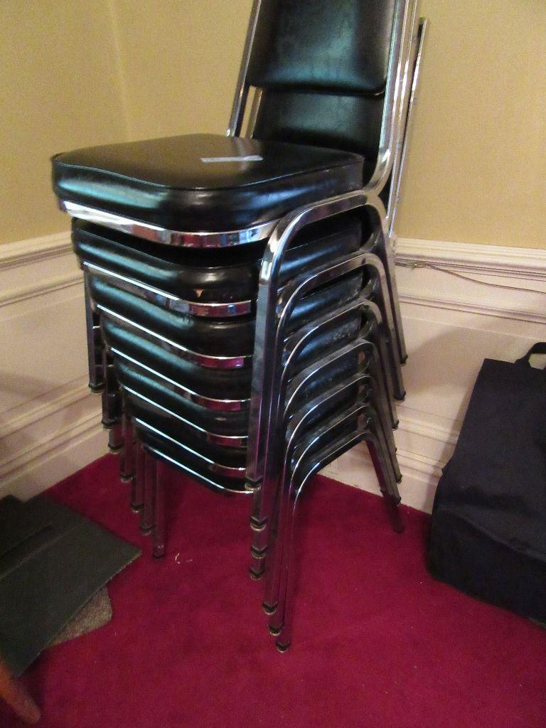 7 CHROME STACKABLE CHAIRS