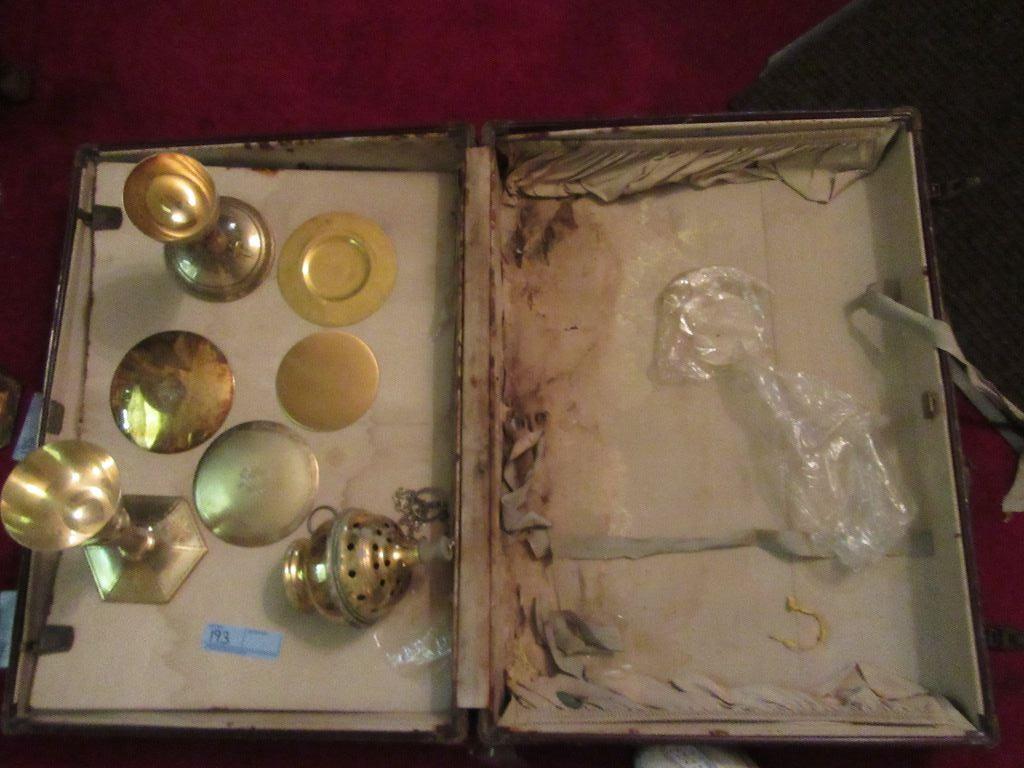 BRASS RELIGIOUS COMMUNION CUPS, ETC