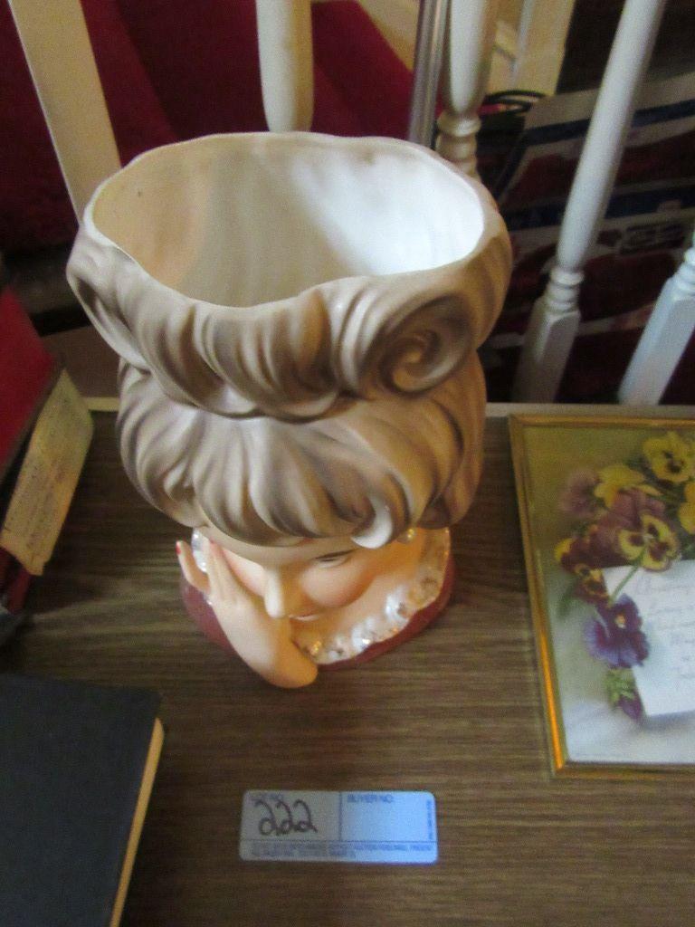 RELPO JAPAN 9-1/2" LADY HEAD PLANTER. No. K1678