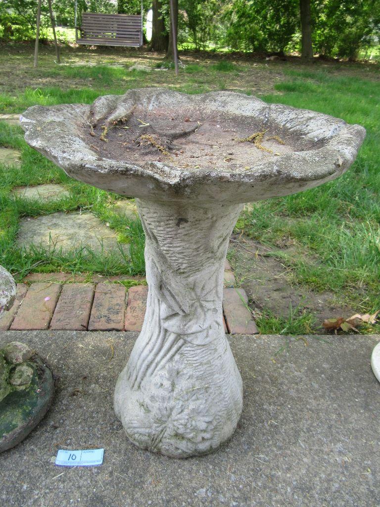 CONCRETE MUSHROOM AND BIRD BATH