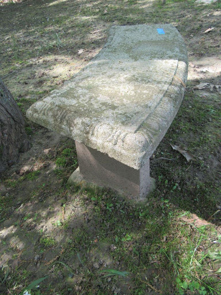 CONCRETE GARDEN BENCH. VERY HEAVY. BRING HELP TO REMOVE