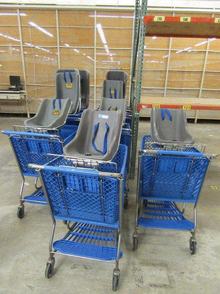 LOT 11 SHOPPING CARTS WITH BABY HOLDERS