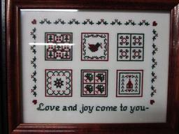 LOVE AND JOY COME TO YOU FRAMED CROSS-STITCH