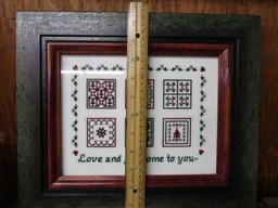 LOVE AND JOY COME TO YOU FRAMED CROSS-STITCH