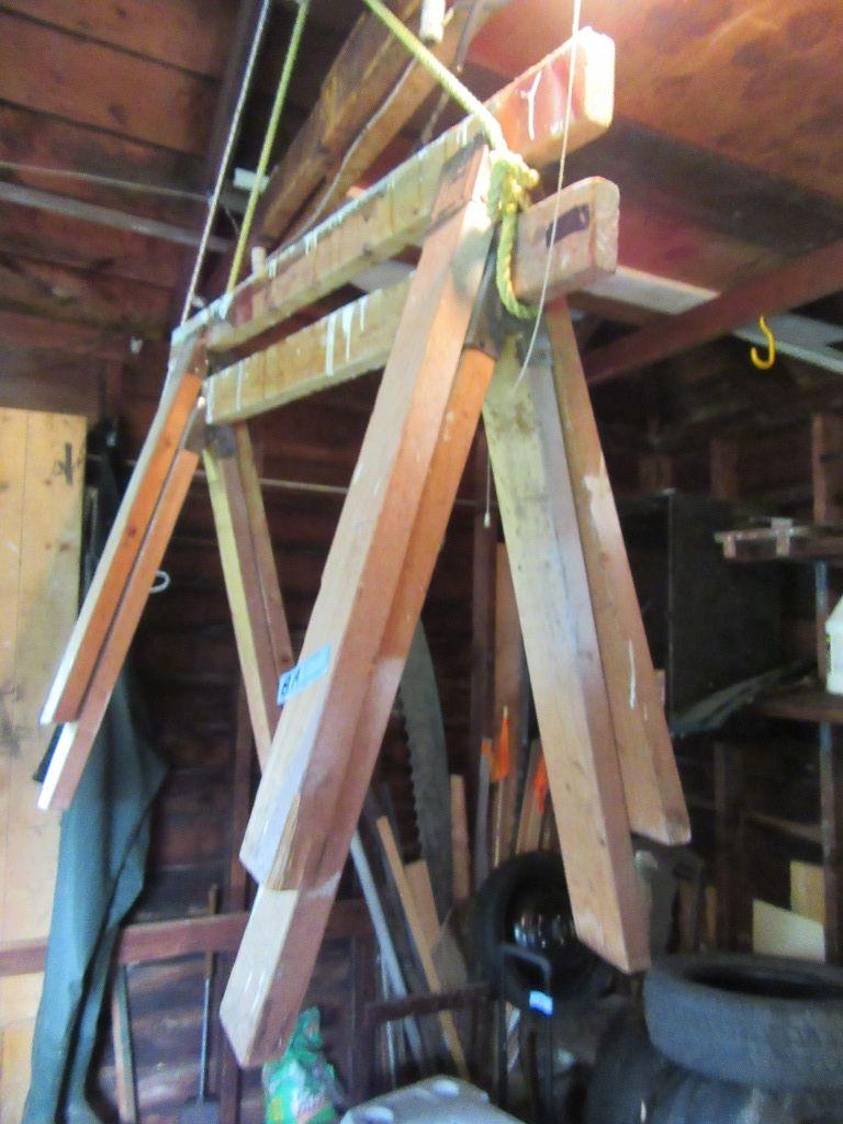 2 WOODEN SAW HORSES