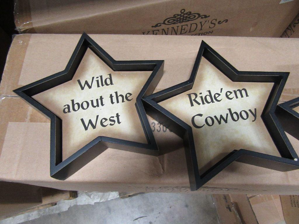 BOXES OF WESTERN STAR SIGN 3 ASSORTED. 18 PIECES PER BOX