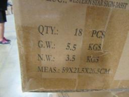 BOXES OF WESTERN STAR SIGN 3 ASSORTED. 18 PIECES PER BOX
