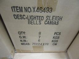 11 BOXES OF LIGHTED SLEIGH BELLS CANVAS. 8 PIECES PER BOX