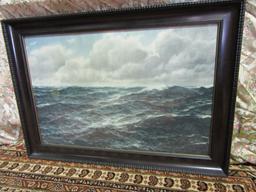 WOOD FRAMED OCEAN PICTURE BY OLE HANSEN 1912 OR 1919