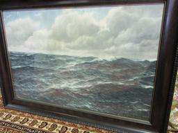 WOOD FRAMED OCEAN PICTURE BY OLE HANSEN 1912 OR 1919