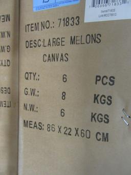 7 CASES OF LARGE MELONS CANVAS. 6 PIECES PER CASE