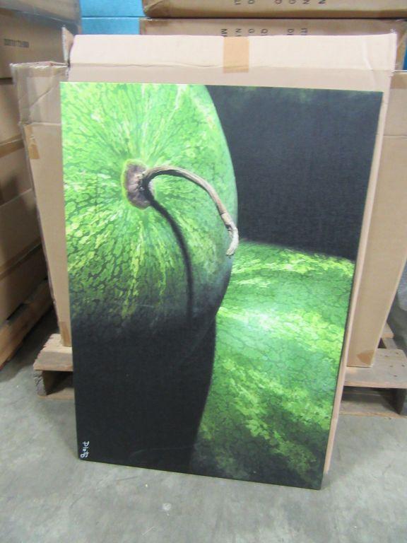 7 CASES OF LARGE MELONS CANVAS. 6 PIECES PER CASE