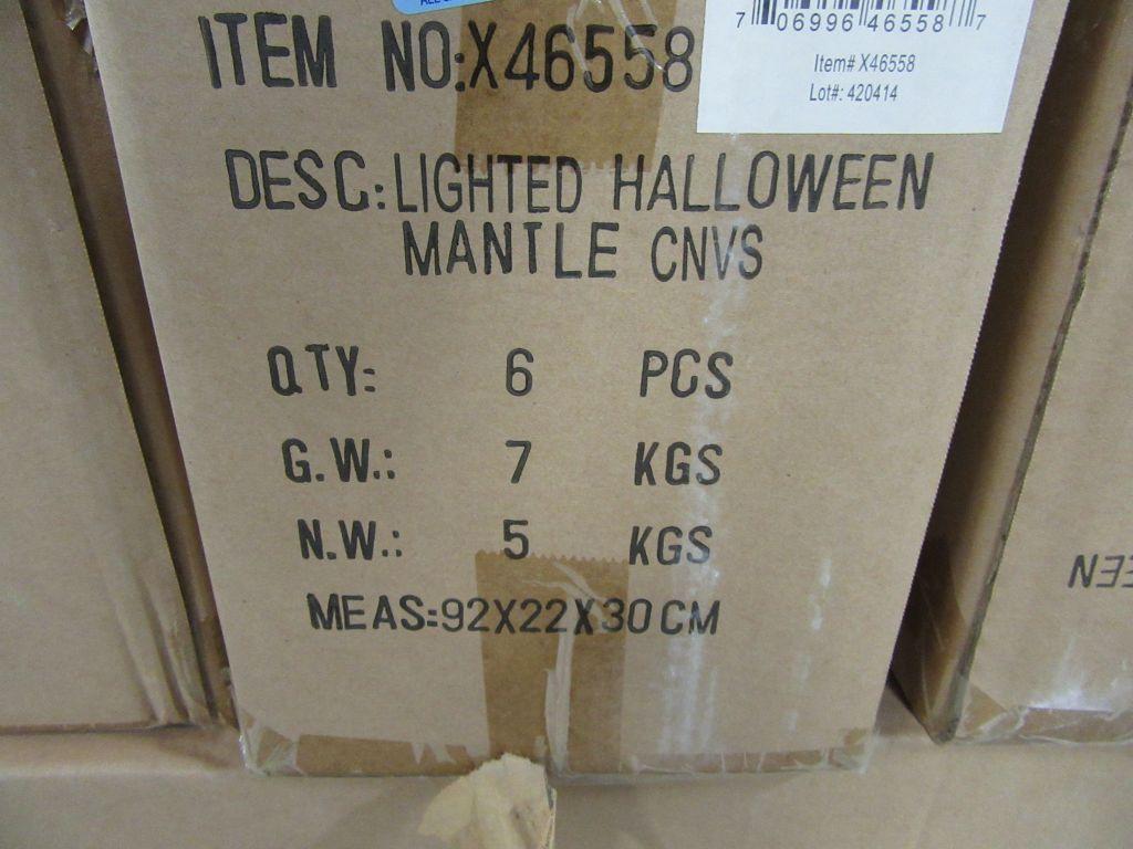 11 CASES OF LIGHTED HALLOWEEN MANTEL CANVAS. 6 PIECES PER CASE