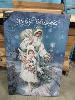 9 CASES OF LIGHTED LARGE COMPLIMENTS OF THE SEASON CANVAS. 4 PIECES PER CASE