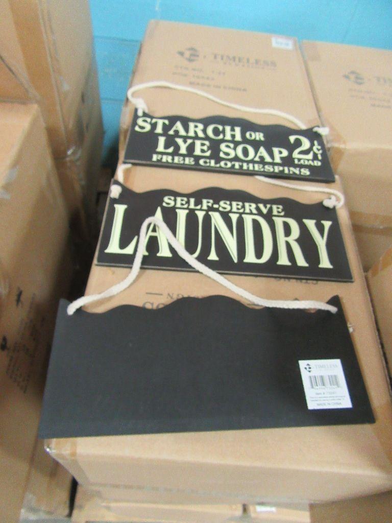 23 CASES OF LAUNDRY PLAQUES 3 ASSORTED. 48 PIECES PER CASE
