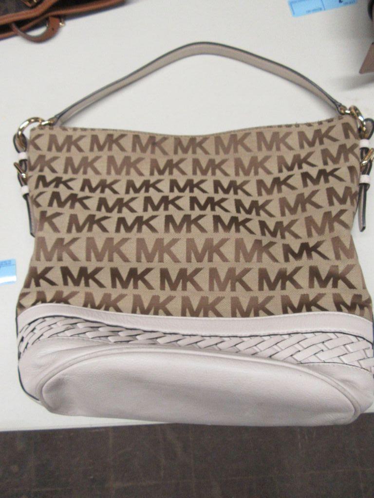 MICHAEL KORS WHITE AND TAN PURSE