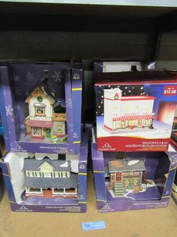 VARIETY OF CHRISTMAS PORCELAIN LIGHTED HOUSES