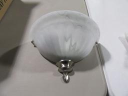 WALL LIGHT BRUSH STEEL FINISH WITH ALABASTER GLASS SHADE MODEL WB-1105BS