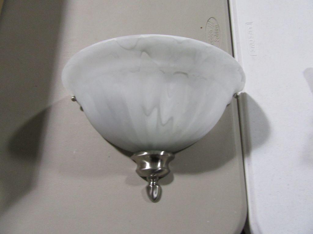 WALL LIGHT BRUSH STEEL FINISH WITH ALABASTER GLASS SHADE MODEL WB-1105BS