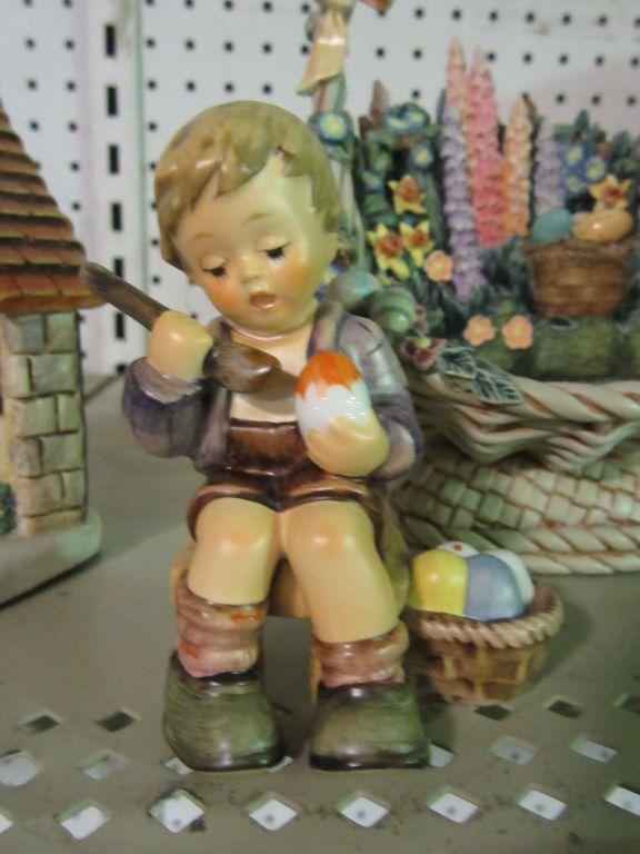 GOEBEL EASTER BASKET 1059-D AND EASTER’S COMING FIGURINE