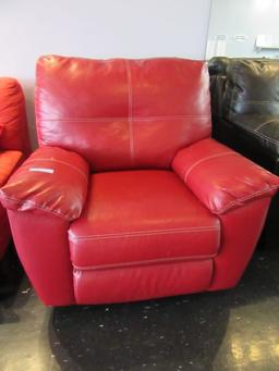 RED FAUX LEATHER ROCKER RECLINER