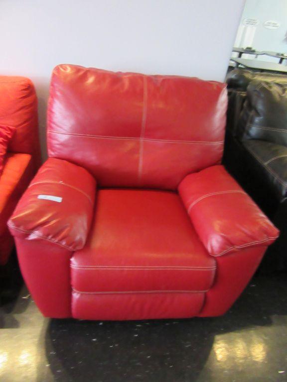 RED FAUX LEATHER ROCKER RECLINER