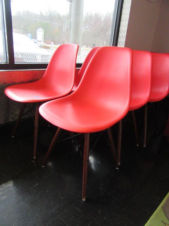 (10) RED PLASTIC CHAIRS