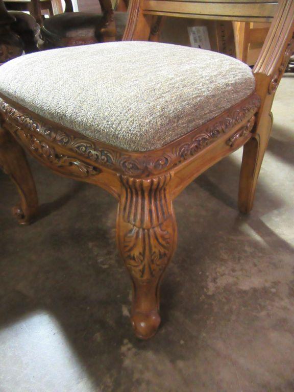 FRENCH PINE DOUBLE PEDESTAL TABLE, 2 LEAVES, 6 CHAIRS