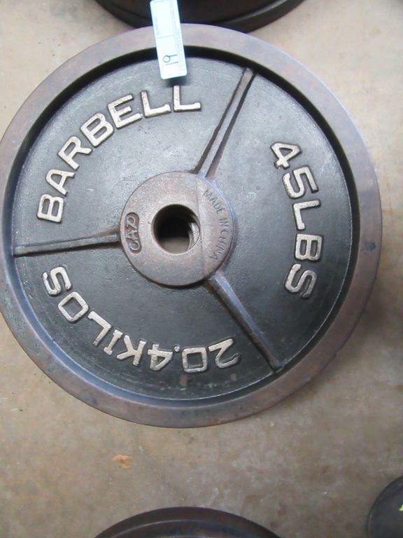 (4) 45 LB STEEL FREE WEIGHTS