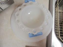 MILK GLASS CAKE PLATE AND CANDY DISH