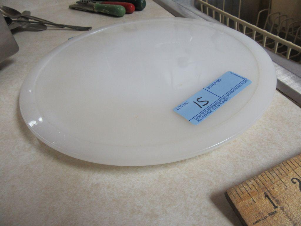 MILK GLASS CAKE PLATE AND CANDY DISH