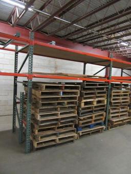 5 SECTIONS OF PALLET RACKING INCLUDING (5) 8 FOOT TALL BY 4 FOOT DEEP UPRIG