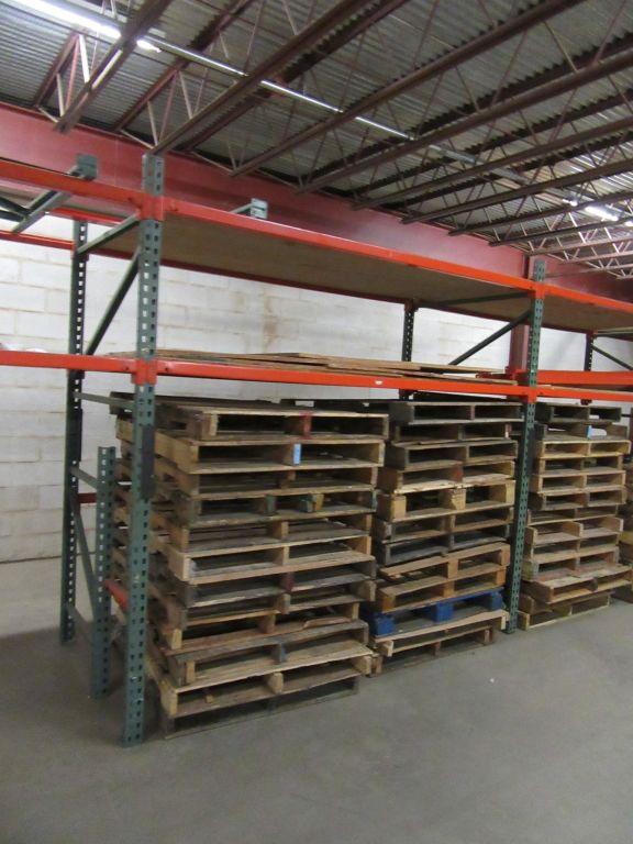 5 SECTIONS OF PALLET RACKING INCLUDING (5) 8 FOOT TALL BY 4 FOOT DEEP UPRIG