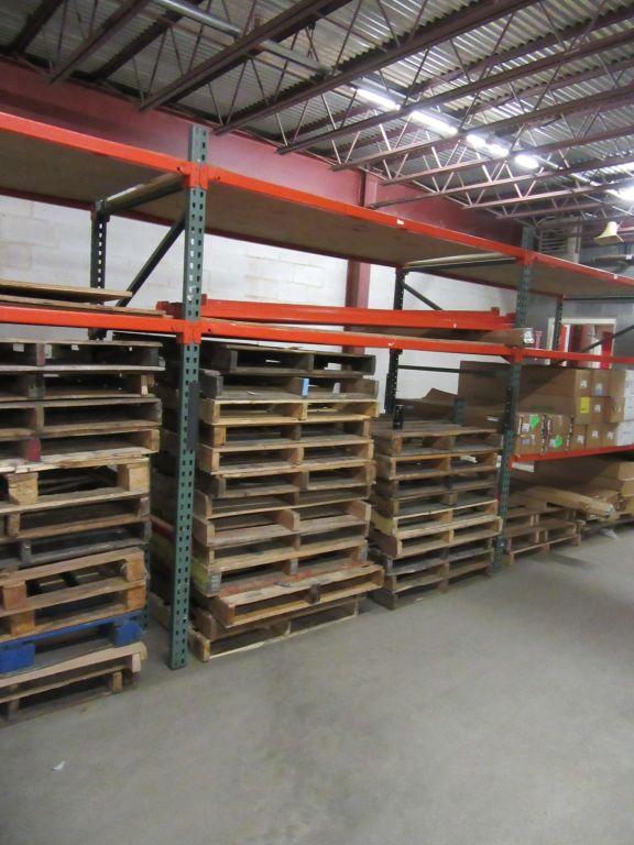 5 SECTIONS OF PALLET RACKING INCLUDING (5) 8 FOOT TALL BY 4 FOOT DEEP UPRIG