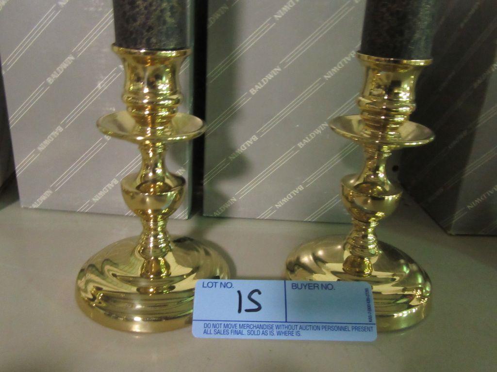 2 BALDWIN BRASS BRIGHTON 3" CANDLESTICKS