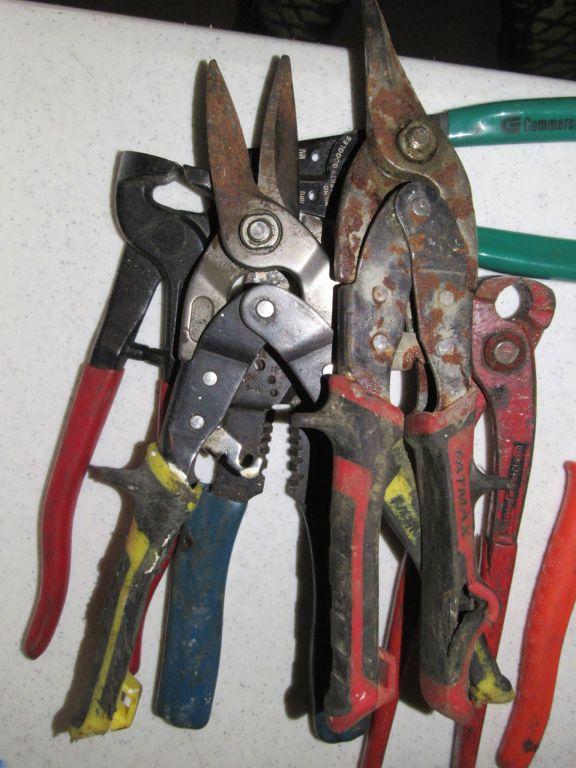 WIRE CUTTERS. WIRE STRIPPERS. TIN SNIPS AND ETC