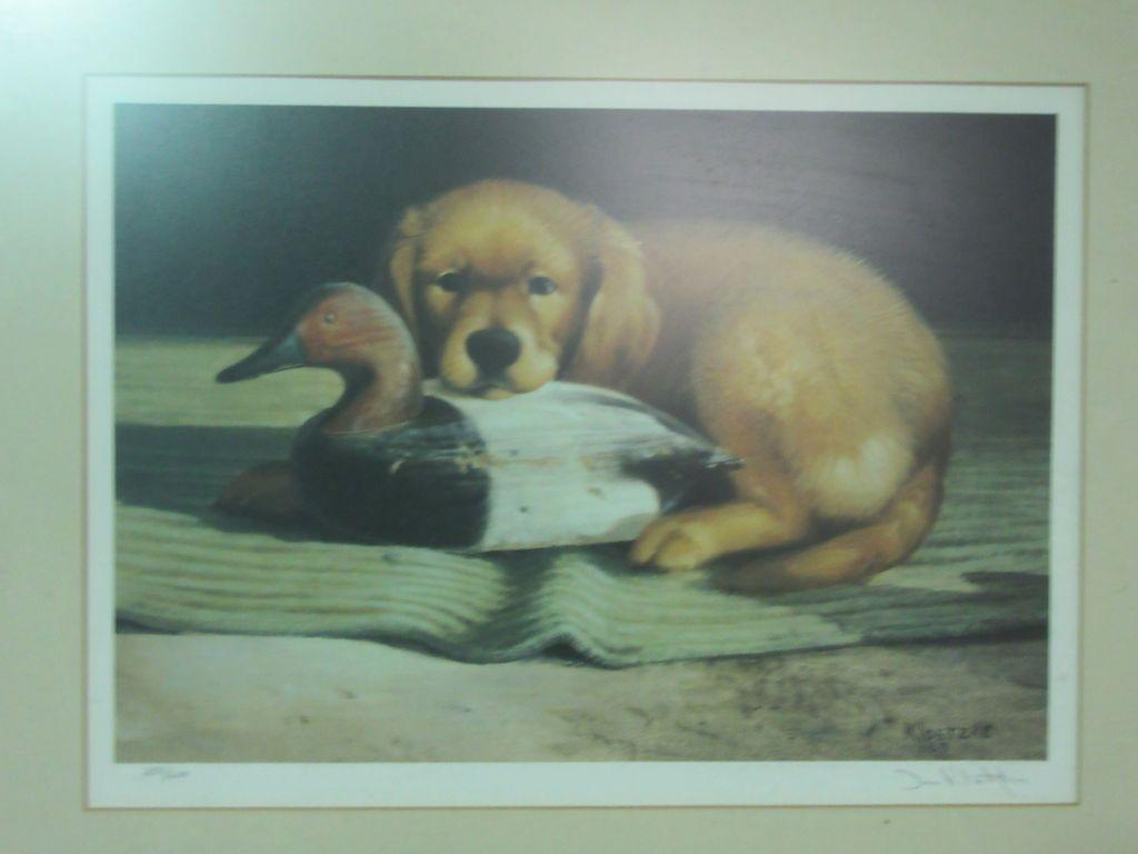 DOG WITH DUCK DECOY PRINT BY KLOETZKE 2005. 254/600