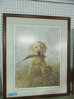 DOG WITH FEATHER PRINT BY L. R. KATZ 1987 589/600