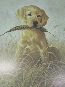 DOG WITH FEATHER PRINT BY L. R. KATZ 1987 589/600