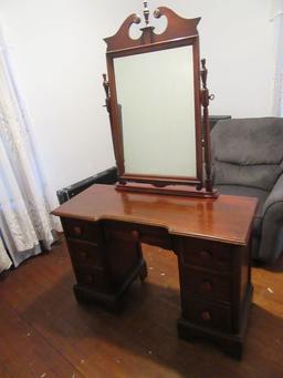 MAHOGANY FULL SIZE BED WITH VANITY