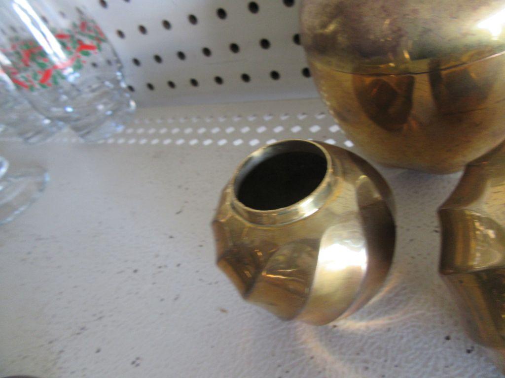 BRASS COVERED JARS AND APPLE