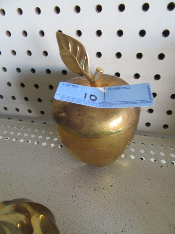 BRASS COVERED JARS AND APPLE