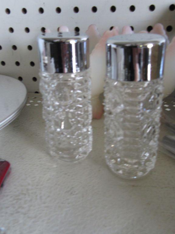 MISCELLANEOUS ITEMS GLASS SQUARE, SALT AND PEPPERS, CANDLE HOLDERS, BASKETS