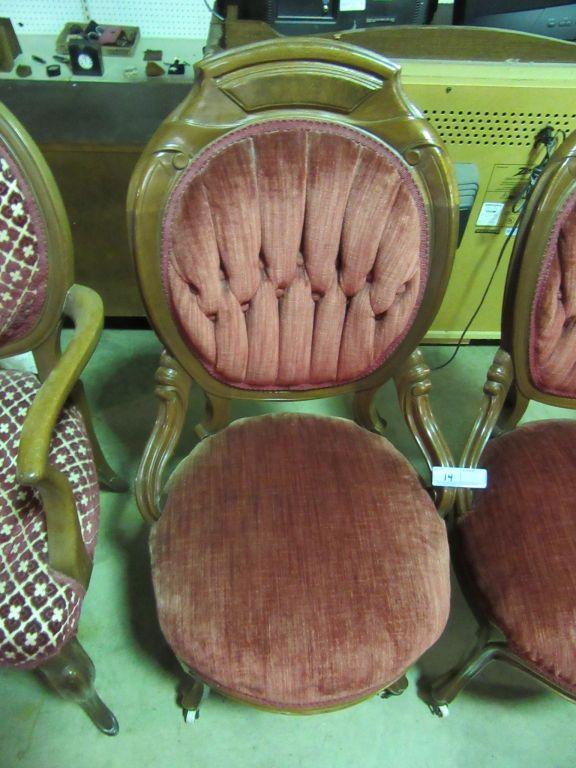 2 UPHOLSTERED VICTORIAN STYLE CHAIRS