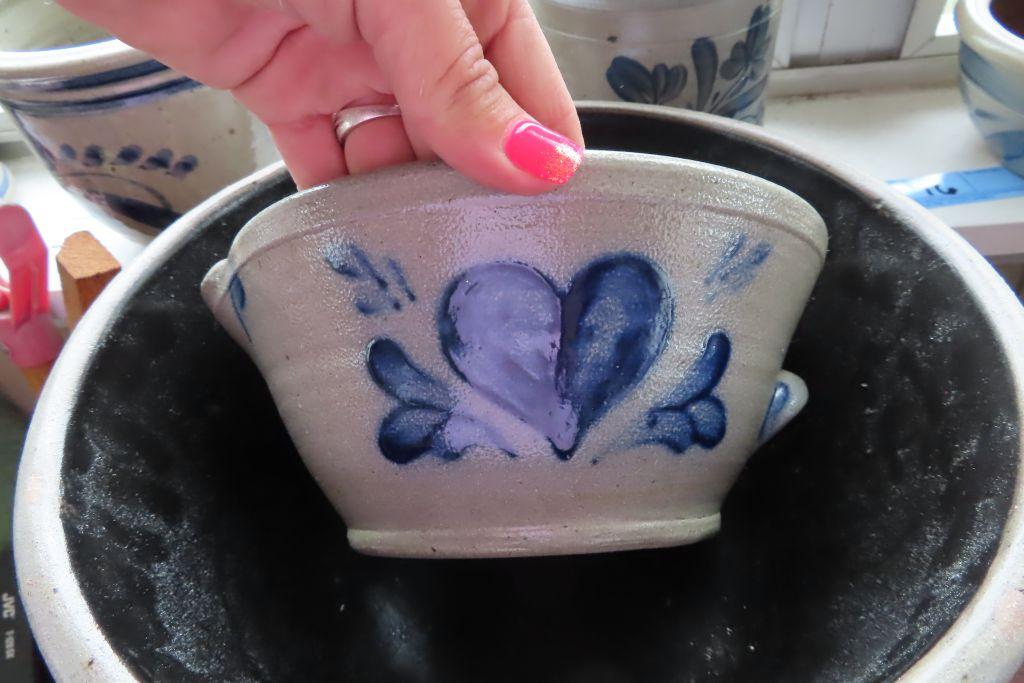 ROWE POTTERY WORKS, 1995 HEART THEMED, POTTERY BOWLS