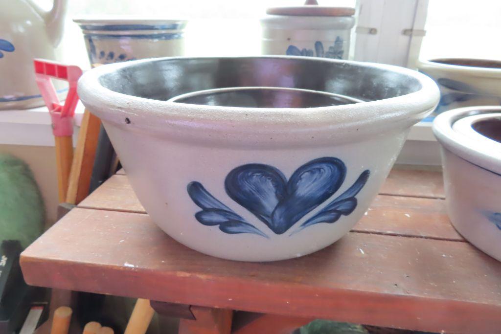 ROWE POTTERY WORKS, 1995 HEART THEMED, POTTERY BOWLS