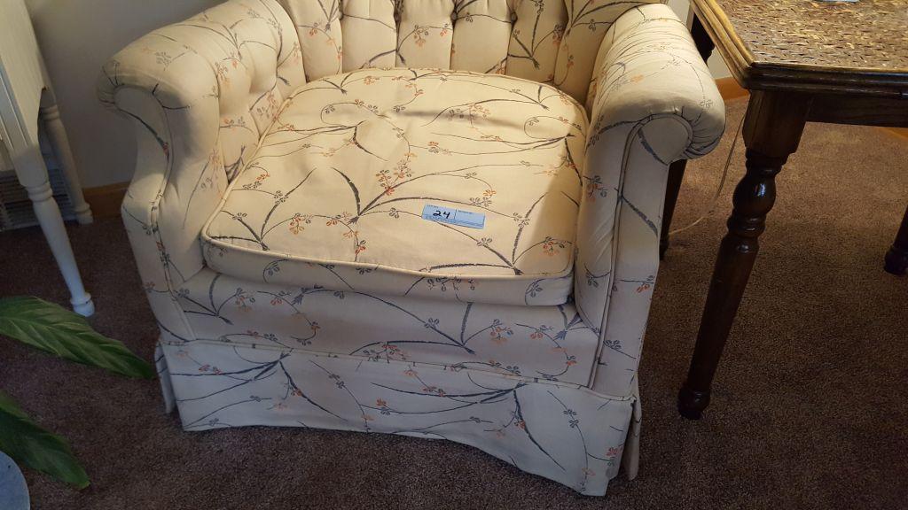 PAIR OF FABRIC COVERED CHAIRS