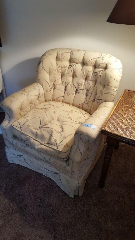 PAIR OF FABRIC COVERED CHAIRS